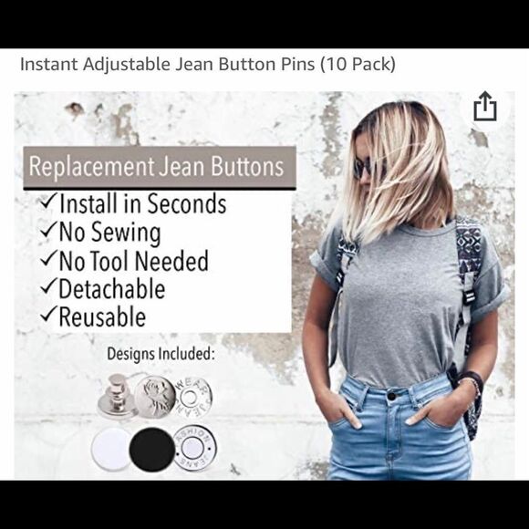 NEW … Pack Of Ten Instant Jean Button Pins - Picture 1 of 4